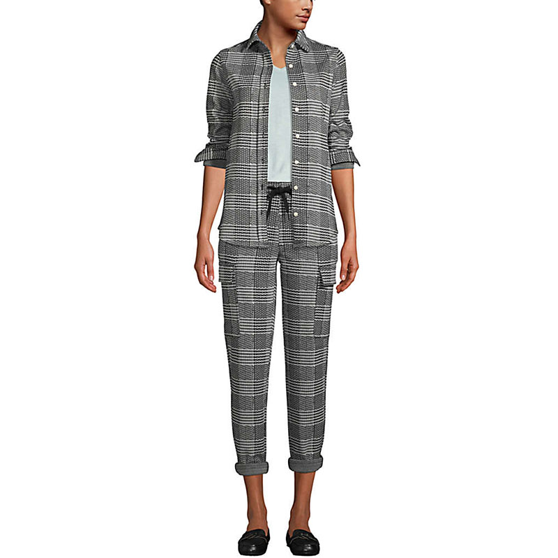 Soft Check Stretch Knit Jacquard Trousers For Women