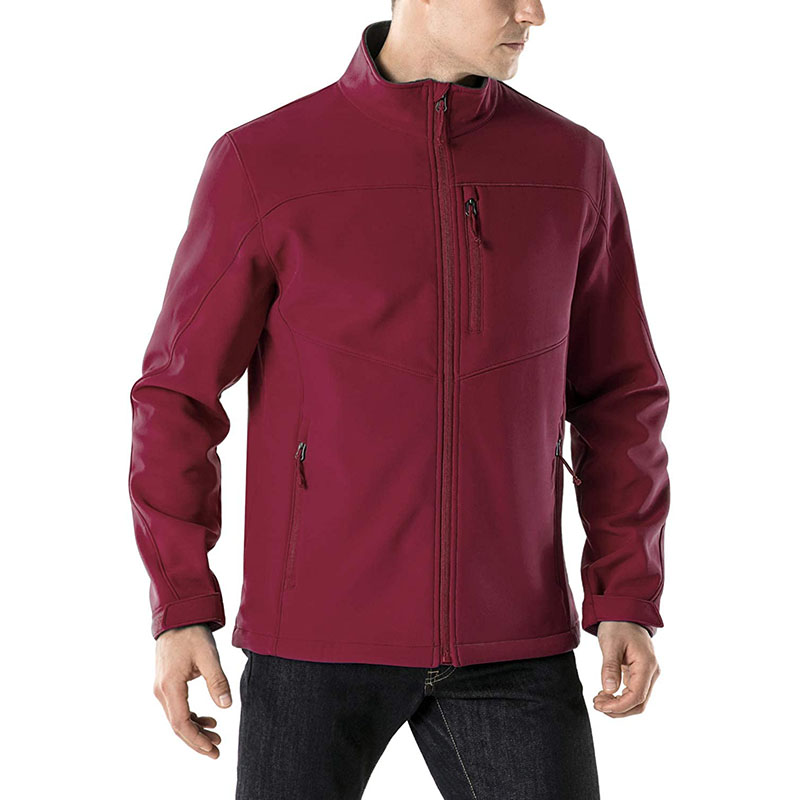 Men's fleece fleece stand collar jacket-Maroon