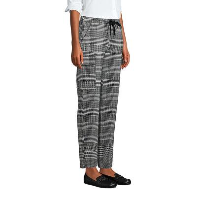 Soft Check Stretch Knit Jacquard Trousers For Women