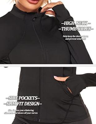 Women's Running Jackets Slim Fit Workout Jacket Zip Up Running Track Jacket with Thumb Holes