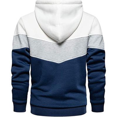 Mens Hoodies Pullover Color Block Fleece Long Sleeve Sweatshirt Tops with Pocket