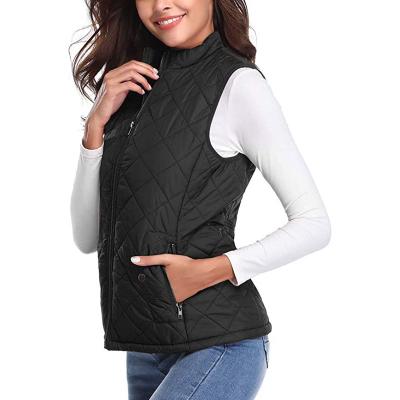 Women's Quilted Vest, Stand Collar Lightweight Zip Padded Gilet